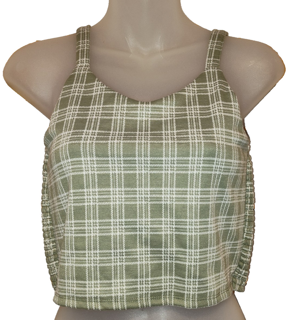Tween Diva Girl's Green Plaid Casual Sleeveless Crop Top Size 16 BG25